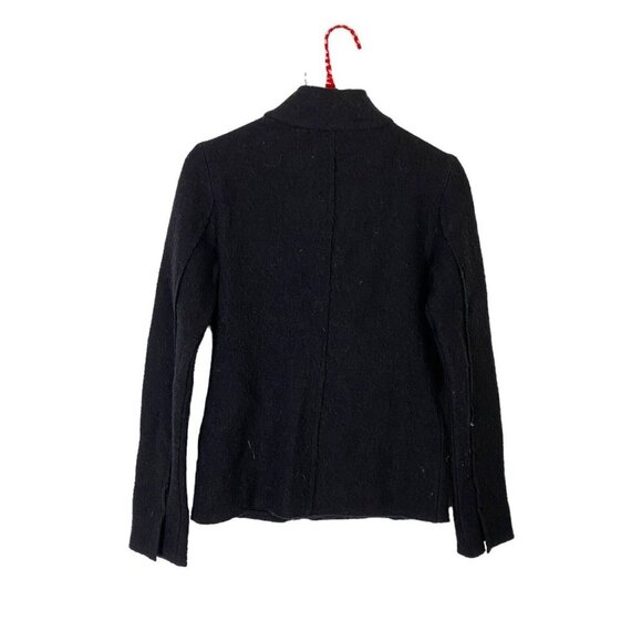 Anthropologie Monogram HWR Black Boiled Wool Asymmetrical Button Jacket Size XXS - Picture 3 of 4